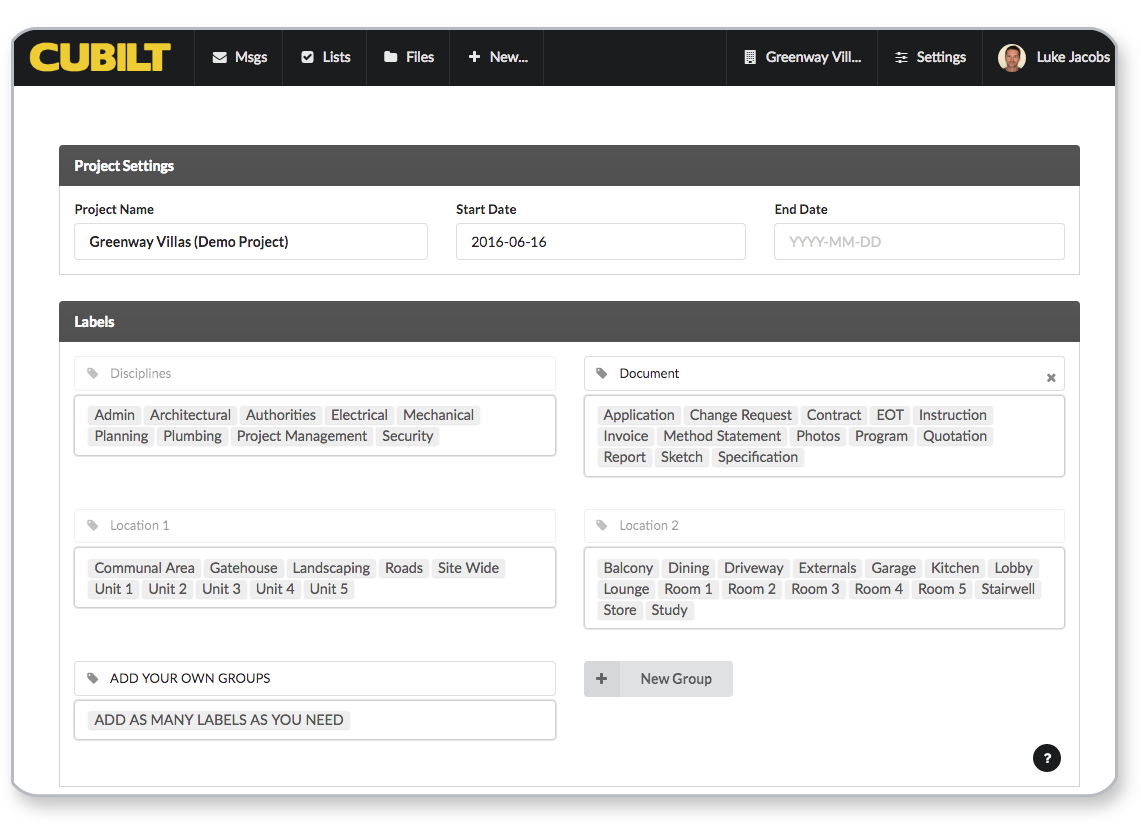 Using Labels to file Drawings and Correspondence